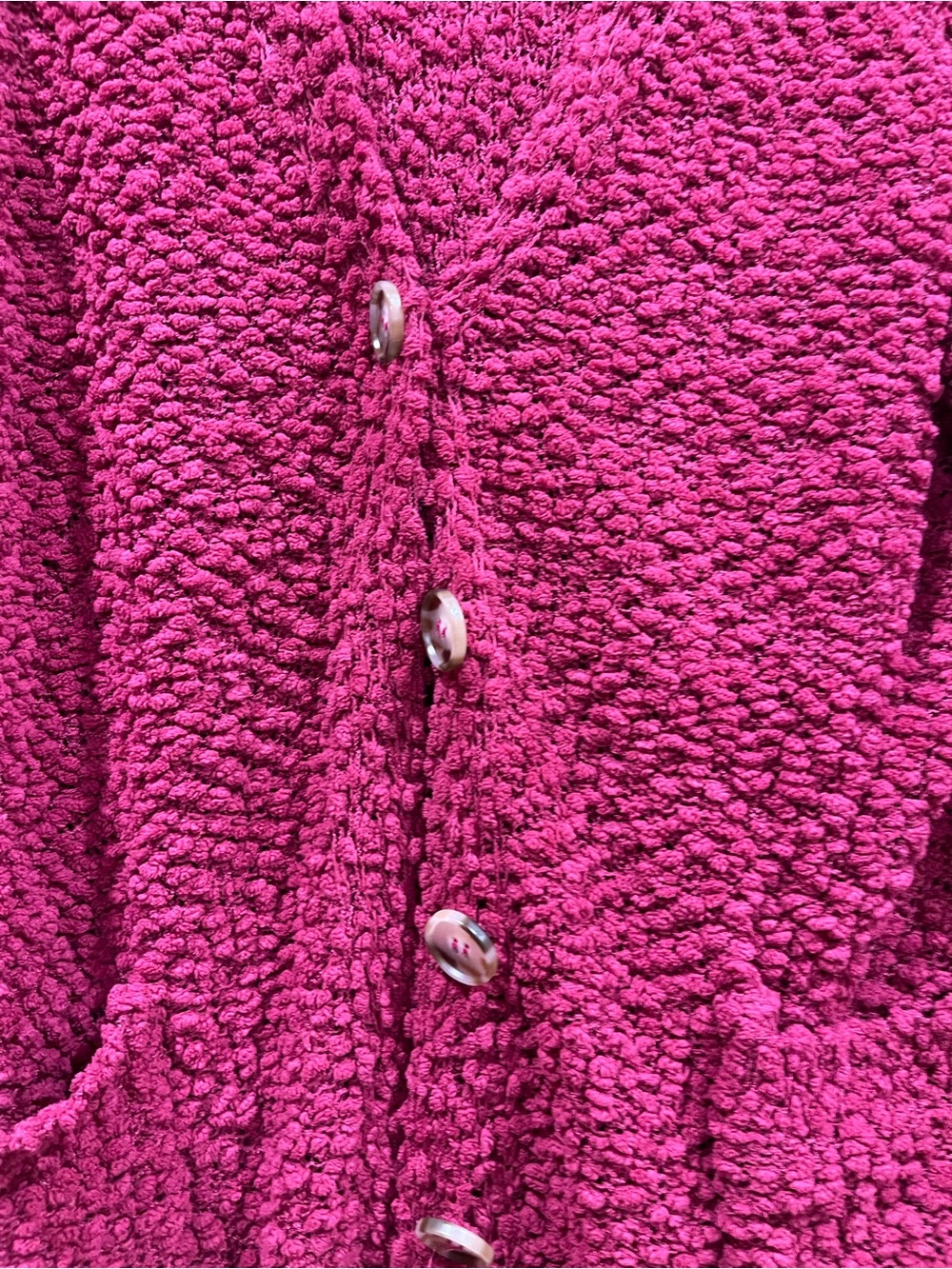 Zenana Outfitters Raspberry Popcorn Knit Button-Front Cardigan - Picture 2 of 5